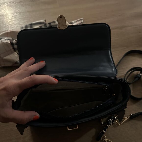 Neiman Marcus Black Tweed Vegan Leather Hand Woven Handbag - Picture 6 of 8